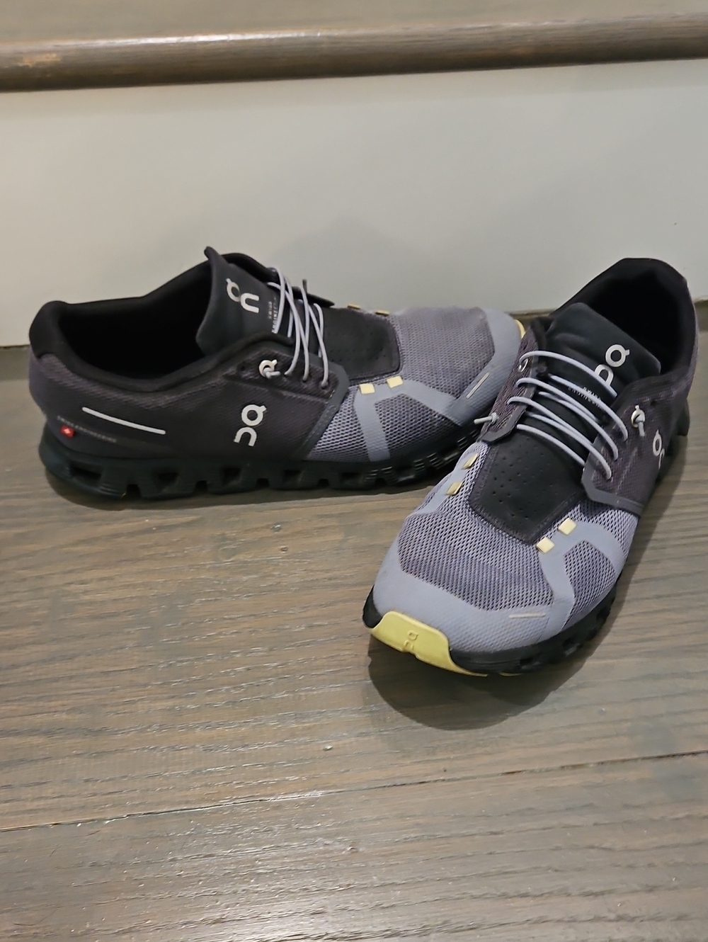On Running Men’s Athletic Shoes - Gray with Black and Yellow Accents